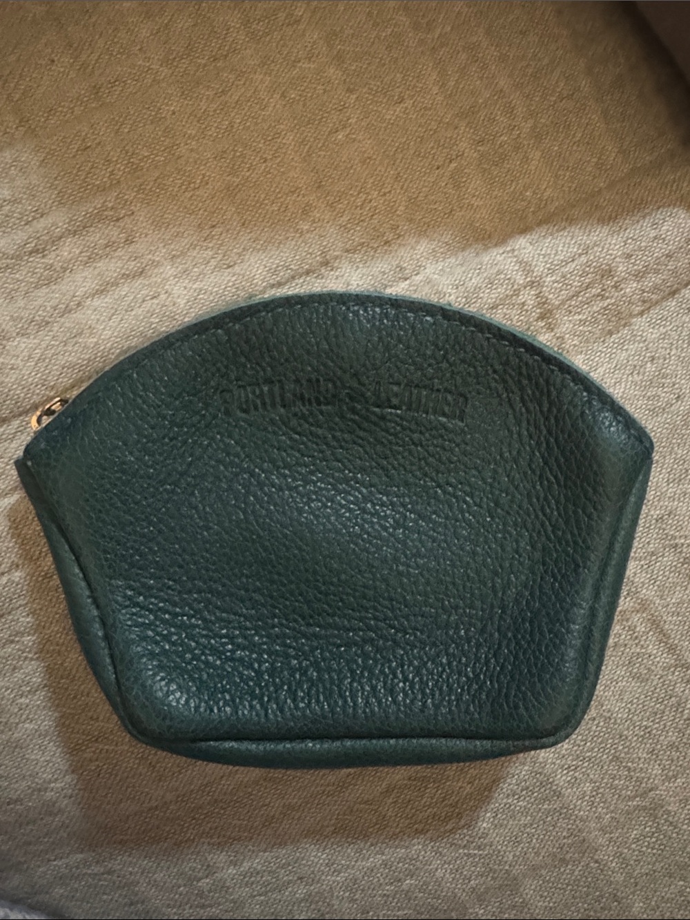 Portland Leather Dark Green Zip Cosmetic Pouch